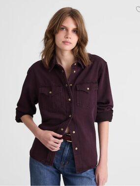 Madewell Airy Denim Women's Shirt Jacket in Deep Plum